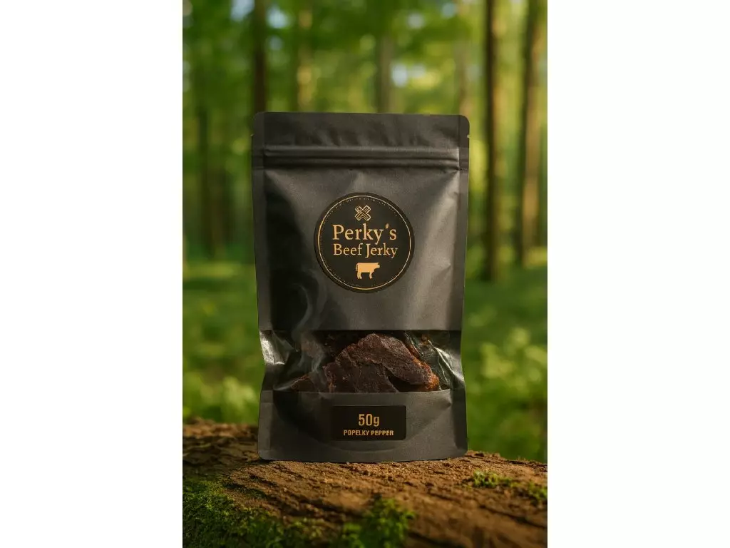 Nízká Cena Perky‘s Jerky Sušené hovězí maso Popelky Peppers 50g