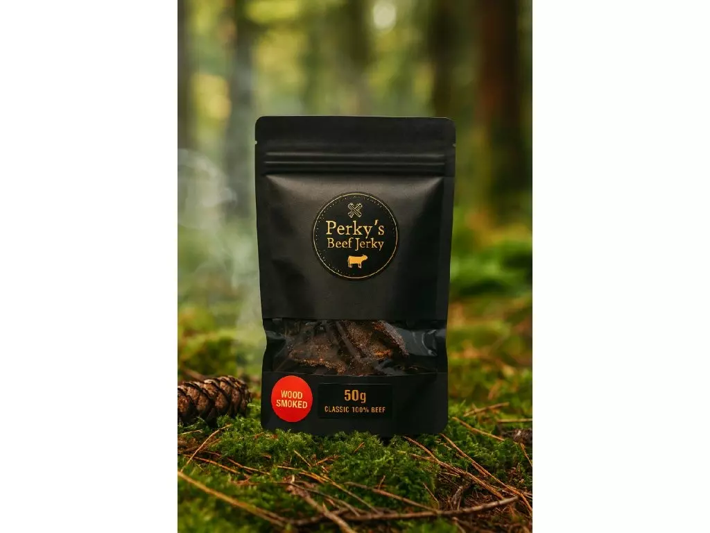 Perky‘s Jerky Sušené hovězí maso Classic 100% Beef (Wood Smoked) 50g Nejprodávanější