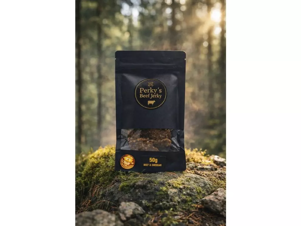 Perky‘s Jerky Sušené hovězí maso Beef & Cheddar 50g Nejprodávanější