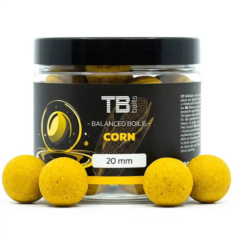 TB Baits Vyvážené Boilie Balanced + Atraktor Corn 100 g Nová Kolekce