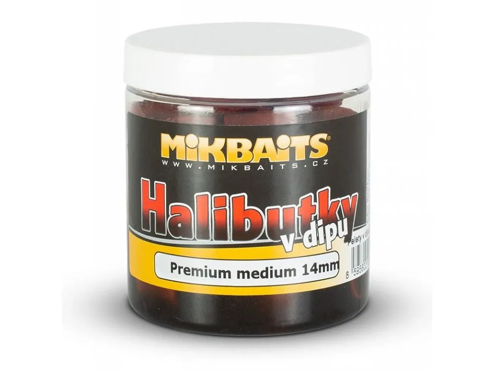 Pelety Premium Halibut v dipu 250ml Získejte slevu -5% za registraci v e-shopu Expresní Doručení