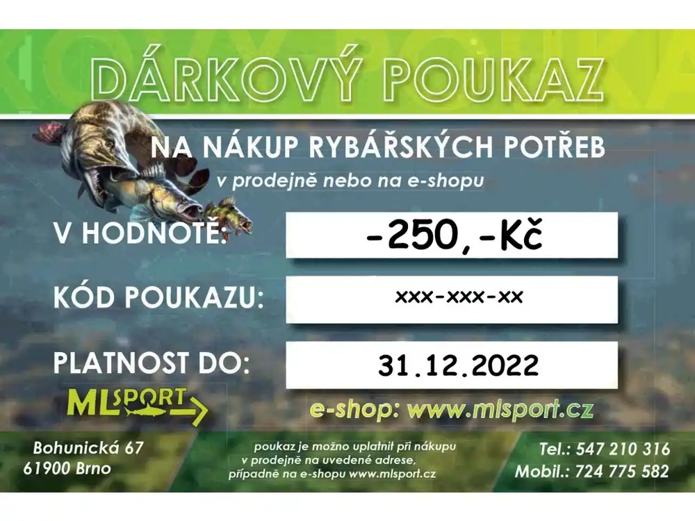 Dárkový poukaz 250,-Kč Koupit Online