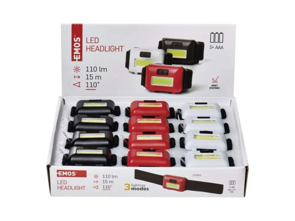 Emos COB LED čelovka P3538, 110 lm, 3× AAA Nejlepší Volba