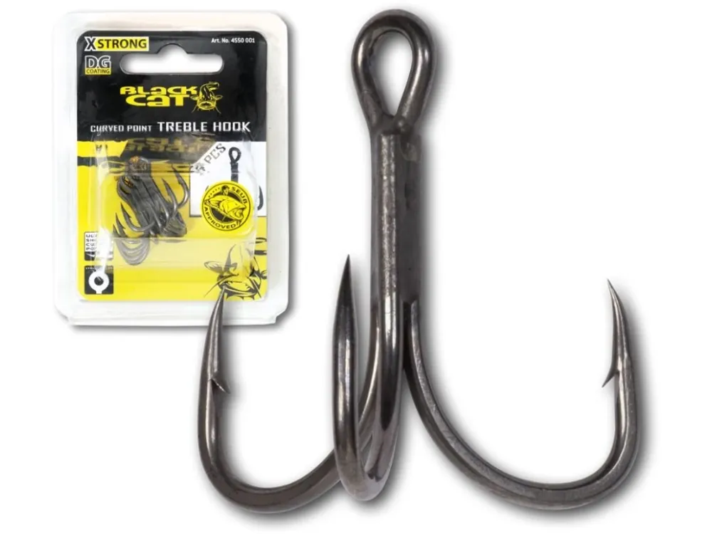 Nová Kolekce Black Cat Trojháček Curve Point Treble Hook DG coating 5ks