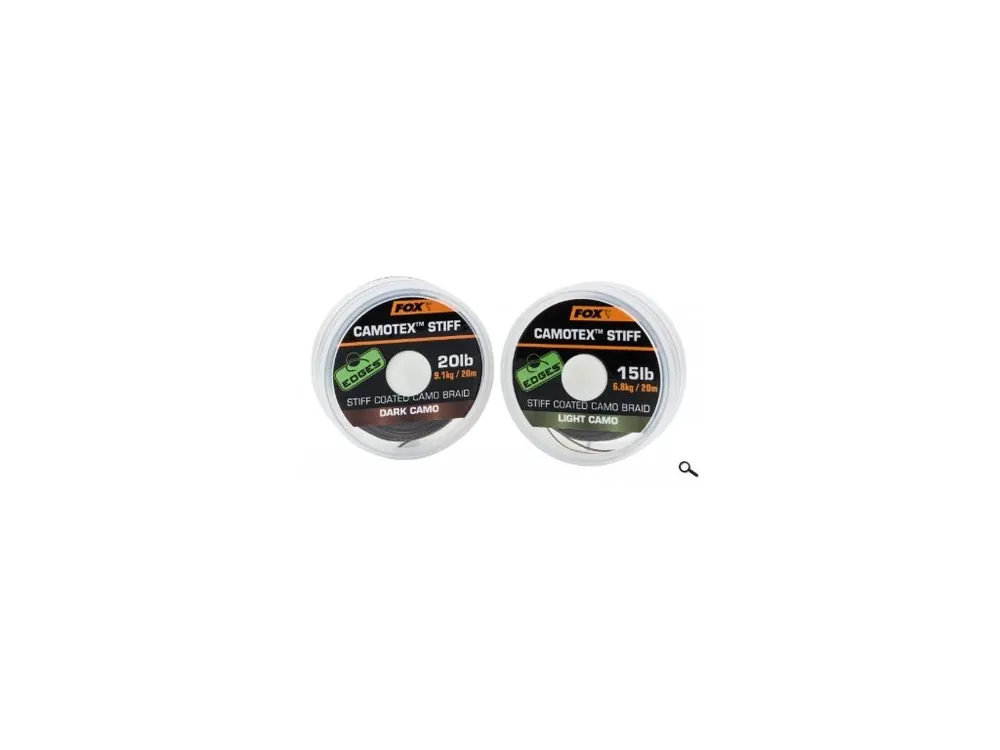 Fox ztužená šňůrka Edges Camotex Semi Stiff Dark Camo 15lb 6,8kg 20m Sezónní Sleva
