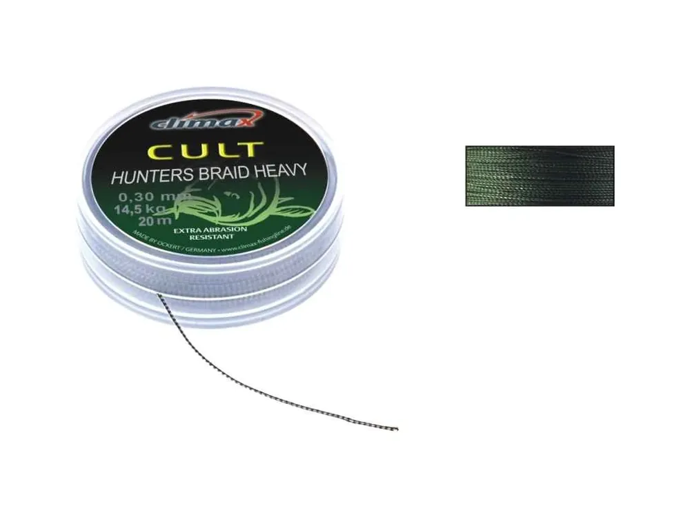 CLIMAX šňůra 20m - HUNTERS BRAID HEAVY Weed - 20lbs / 9,1kg / Vysoce Kvalitní