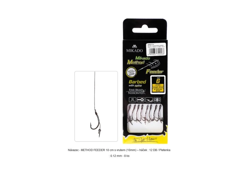 Mikado Návazec - METHOD FEEDER 10 cm s trnem (10mm) – háček / pletenka Sezónní Sleva