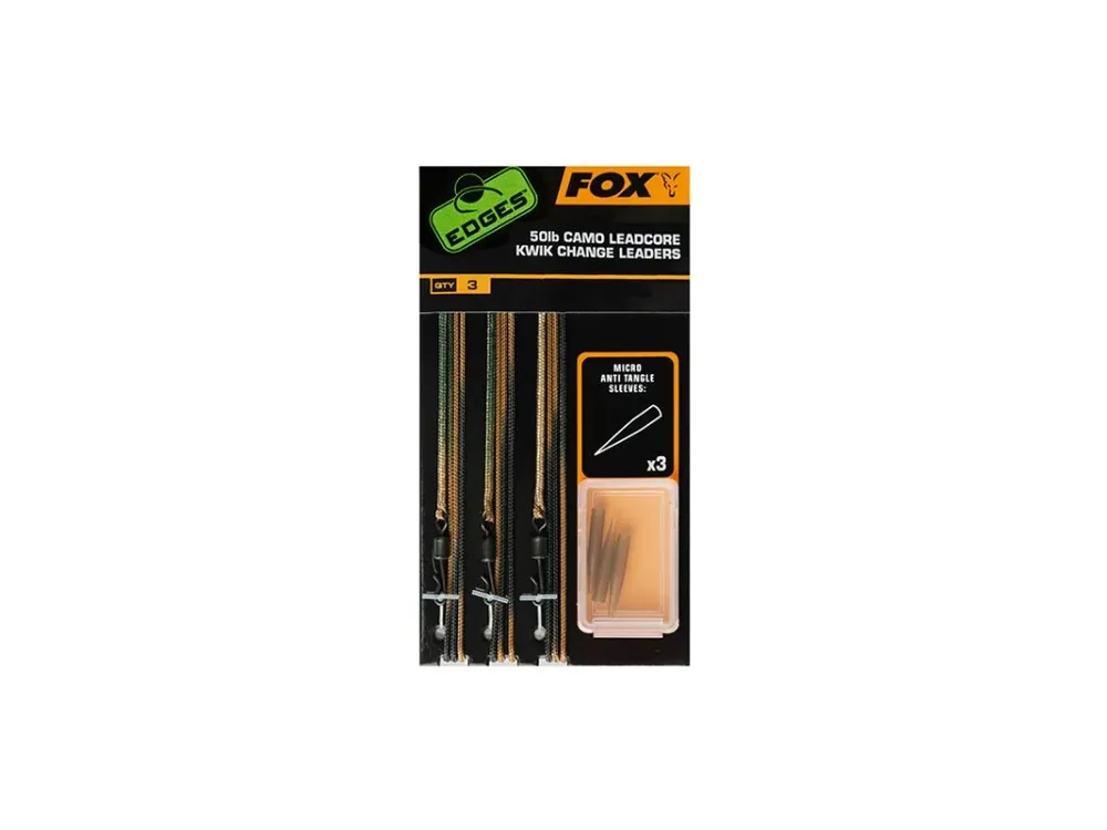 Fox Montáže 50lb Camo Leadcore Kwik Change Leaders 3ks Přímo Od Výrobce