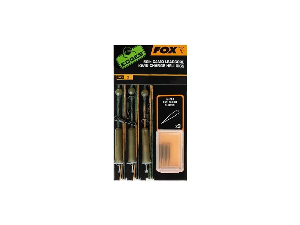 Sezónní Sleva Fox Montáže 50lb Camo Leadcore Kwik Change Heli Rigs 3ks