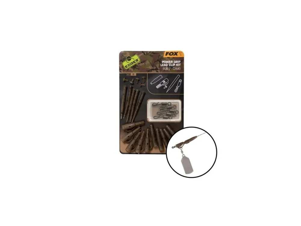 Vysoce Kvalitní Fox Závěs na olovo Edges Camo Power Grip Lead Clip Kit vel.7 5ks