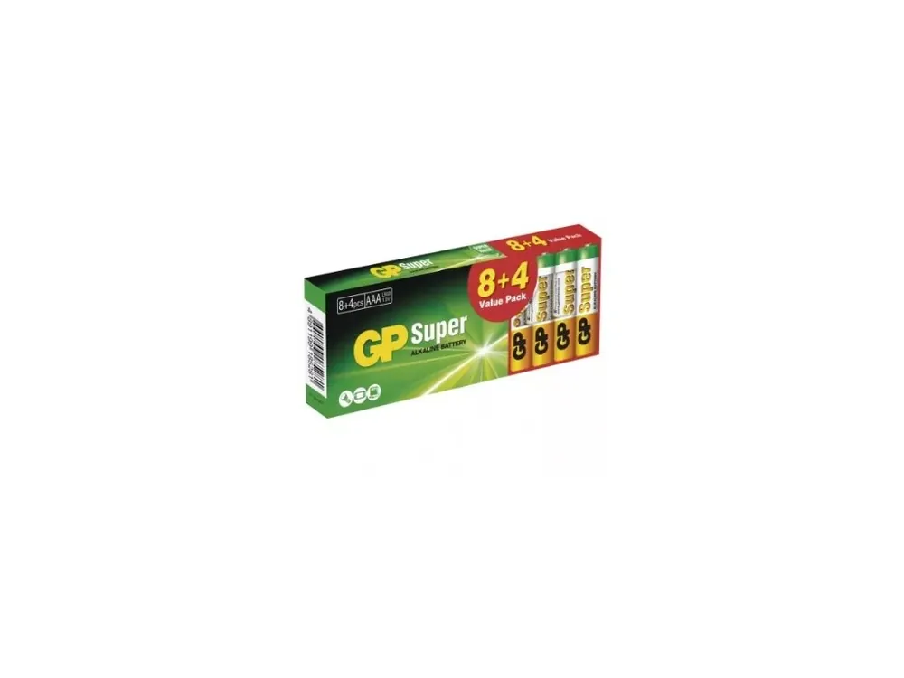 Emos Alkalická baterie GP Super LR03 (AAA) 8+4 ks Autentický