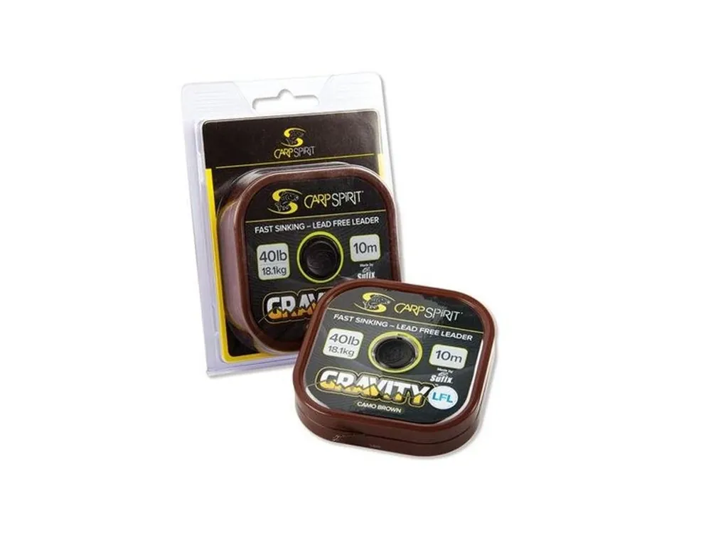 Originální Carp Spirit Gravity LFL - Fast Sinking Lead Free Leader 10 m/18,1 kg/40 lb maskovací hnědá