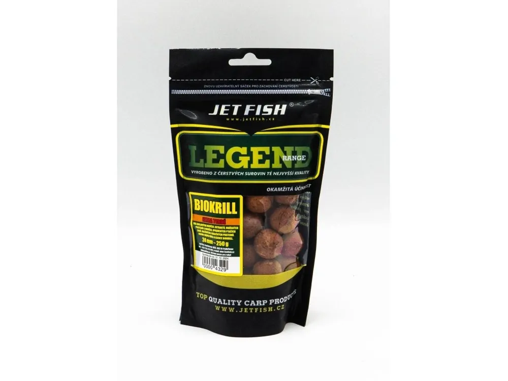 JET fish Legend Range - Extra tvrdé boilie 250g - 24mm BIOKRILL Akční Cena