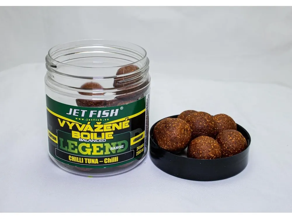 Jet Fish Vyvážené Boilie Legend Range 250ml-24mm - CHILLI TUNA - CHILLI Akce