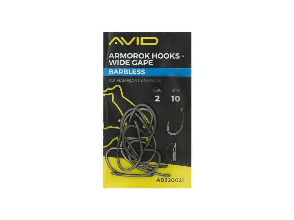 Avid Carp Háčky Armorok Hooks Wide Gape Barbless 10ks Časově Omezené