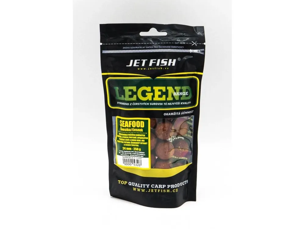 JET fish Legend Range boilie 250g - 24mm Seafood Švestka/Česnek Originální