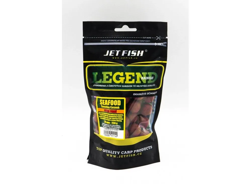 JET fish Legend Range Extra tvrdé boilie 250g - 20mm Seafood Švestka/Česnek Bezpečná Platba