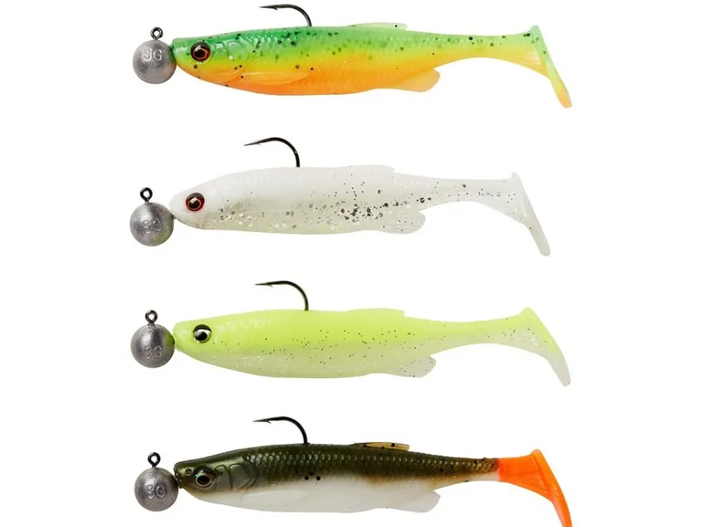 Savage Gear Gumová Nástraha Fat Minnow T Tail RTF Darkwater 4ks, 13cm / 20g + 12.5g 5/0 Levný