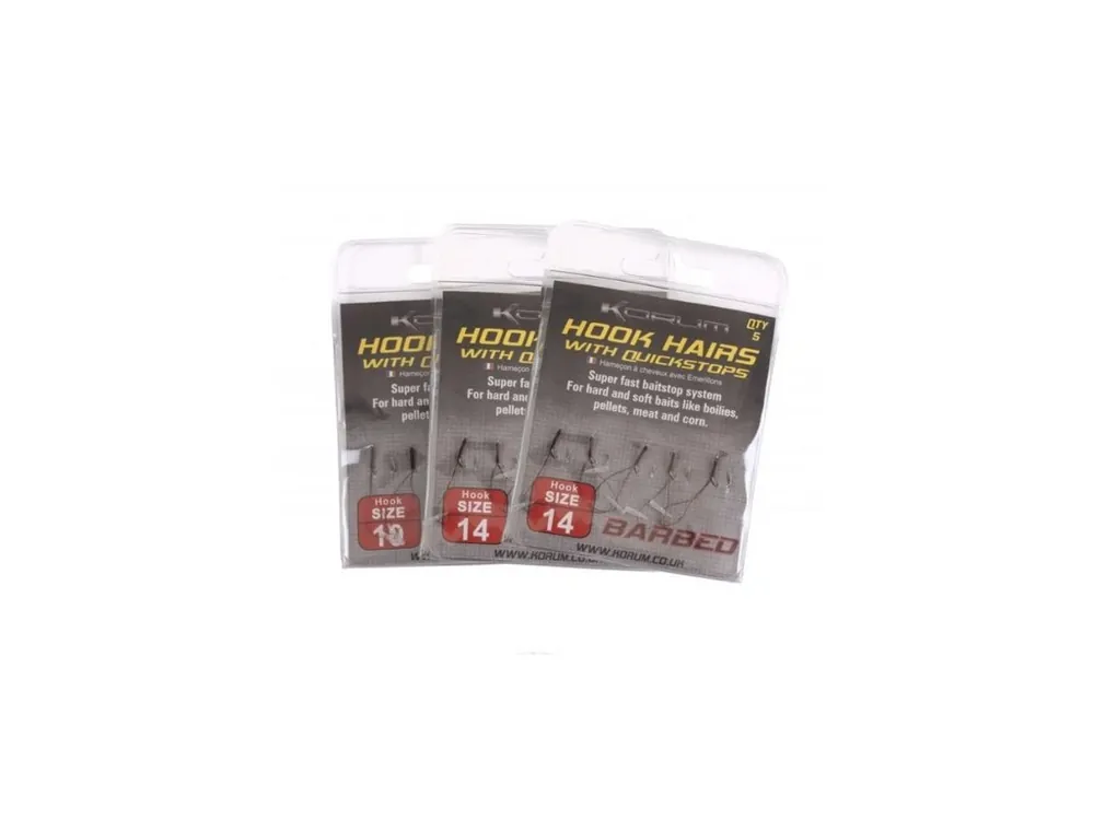 Cenově Výhodný Korum Háček Hook Hairs With Quickstops Barbed s Očkem - 5ks