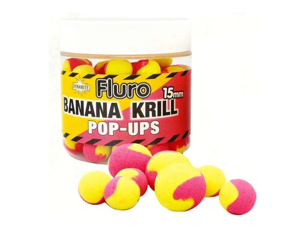 Dynamite Baits Pop-Ups Fluro Two Tone Banana&Krill 15 mm Jen Po Omezenou Doba