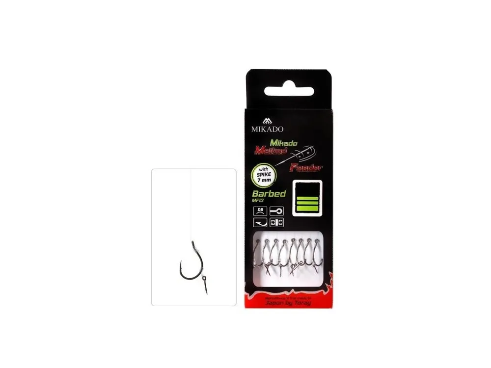 Omezená Nabídka Mikado Návazec - METHOD FEEDER 10 cm SPIKE s trnem 7mm – háček MF13 / Vlasec 8 ks