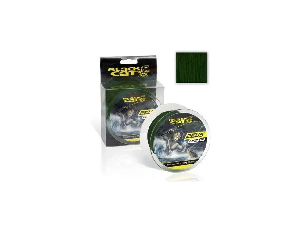 Aktuální Black Cat Pletená Šňůra Zeus Line G2 Zelená 400m 0,55mm 69kg