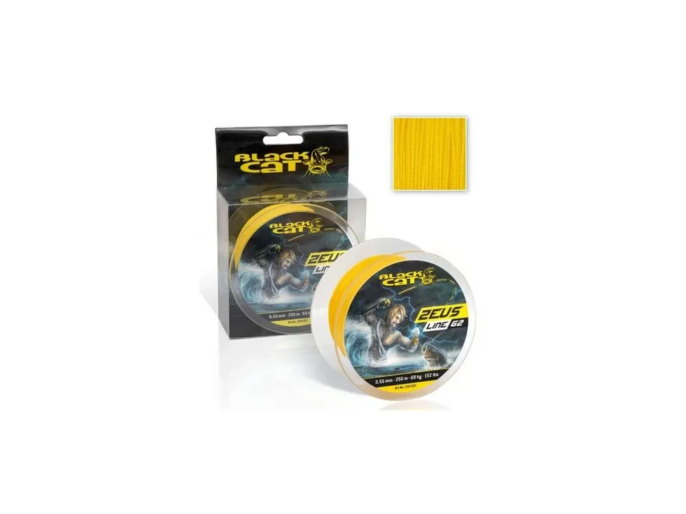 Omezená Nabídka Black Cat Pletená Šňůra Zeus Line G2 Žlutá 250m 0,45mm 46kg