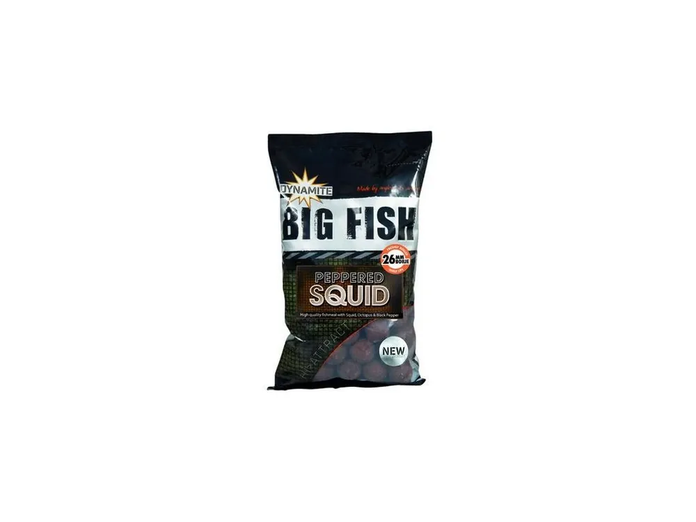 Dynamite Baits Boilies Big Fish Peppered Squid 26 mm 1 kg Sezónní Sleva