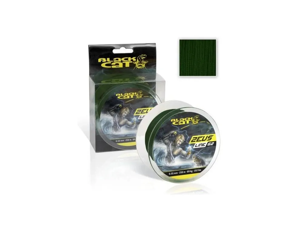 Autentický Black Cat Pletená Šňůra Zeus Line G2 Zelená 250m 0,45mm 46kg