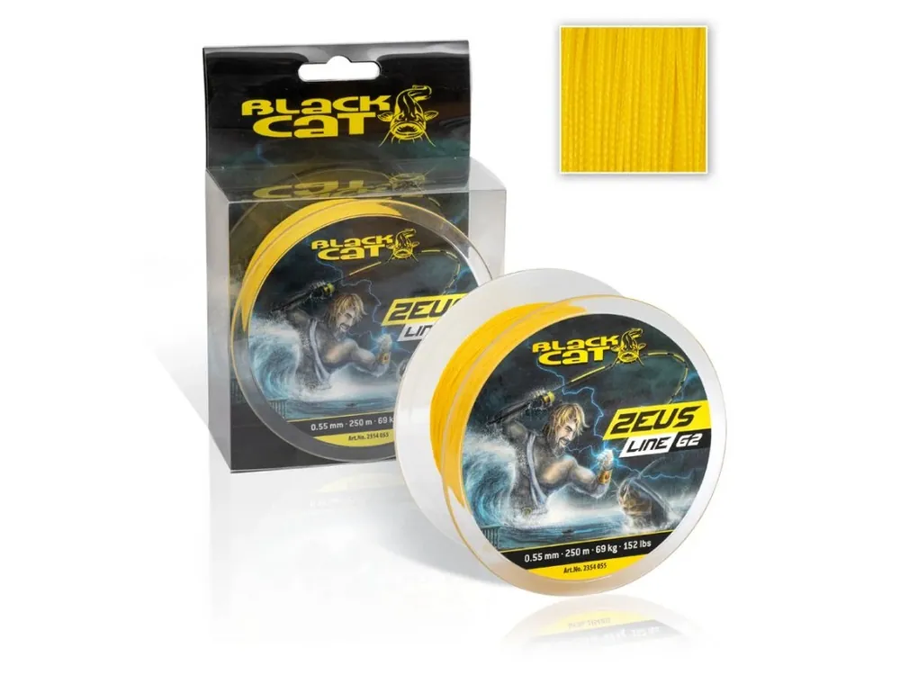 Black Cat Pletená Šňůra Zeus Line G2 Žlutá 400m 0,55mm 69kg Nejlepší Cena