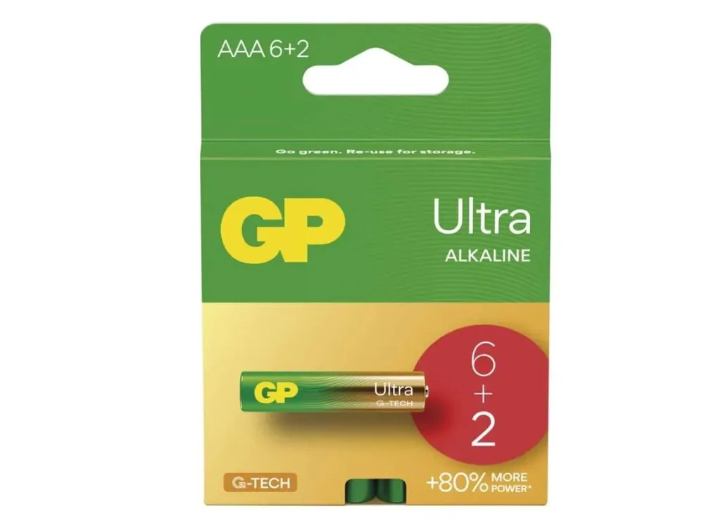 Emoc Alkalická baterie GP Ultra AAA (LR03), 6+2 ks Sleva