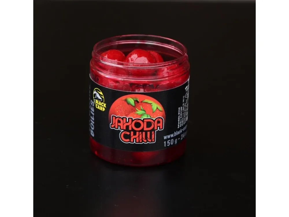 Expresní Doručení Black Carp - Dipované Boilies Jahoda - Chilli 24mm 150g