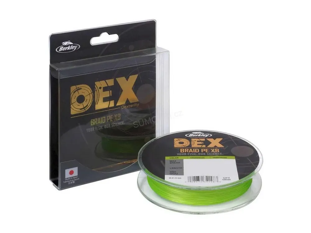 BERKLEY pletená šňůra DEX Braid PE X8 Chartreuse 0.04mm 4.10kg, 150m Nakupujte Hned