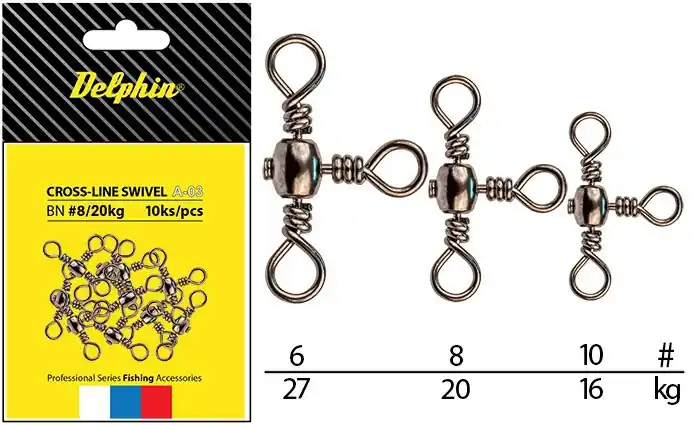 Nejlepší Volba DELPHIN - Karabinka s obratlíkem Cross-Line Swivel A-03