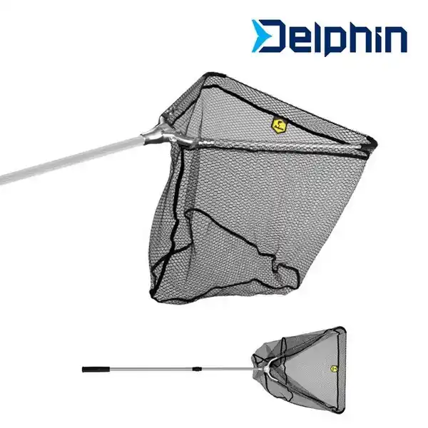 Cenová Bomba Delphin Podběrák pro rybáře 60x60/170cm Delphin kovový střed, pogumovaná síťka