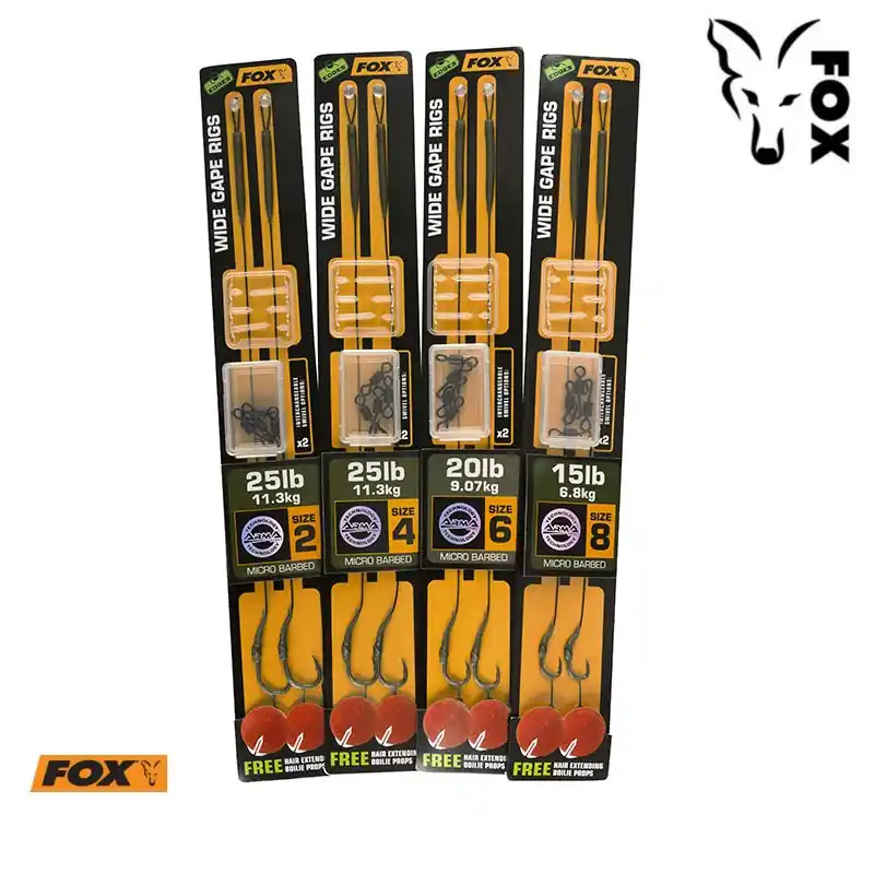 Akce Návazce FOX WIDE GAPE READY RIG BARBED 20LB, SIZE 6