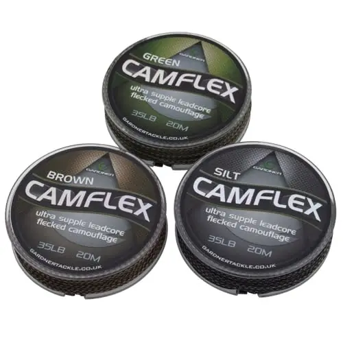 Jen Po Omezenou Doba Gardner Olověná šňůrka Camflex Leadcore 20m 35lb (15.9Kg) Camo Silt Fleck