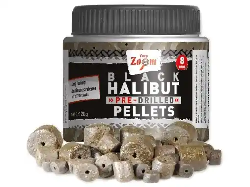 Ihned K Objednání Carp Zoom Pelety Black Halibut s otvorem - 120 g / 8 mm
