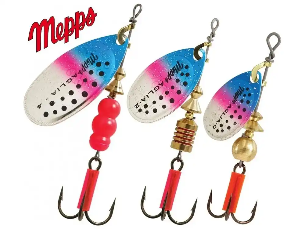 MEPPS rotační třpytka Aglia Rainbow Trout Vysoce Kvalitní