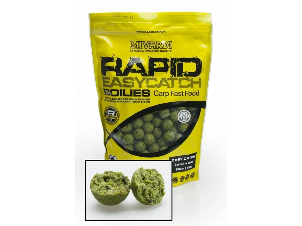 Boilies Mivardi Rapid Easy Catch - Česnek + Chilli 950 g Koupit Online