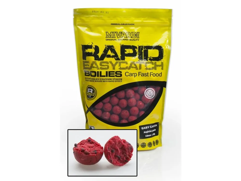 Boilies Mivardi Rapid Easy Catch - Anglická jahoda 950 g Sezónní Sleva