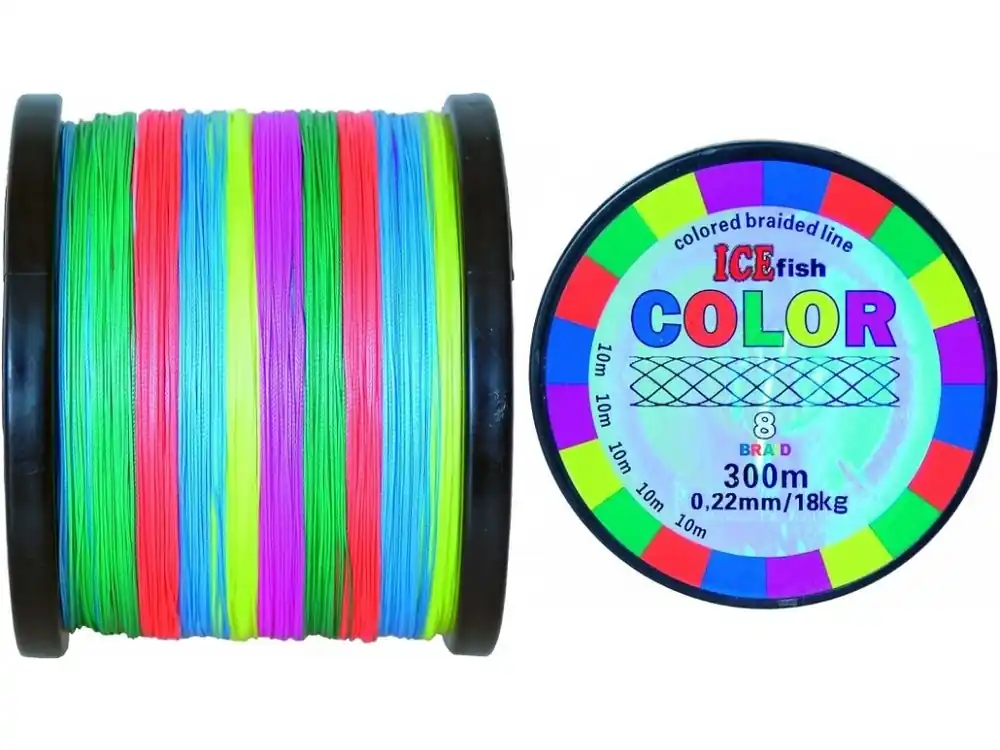 Pletená šňůra ICE Fish Color 8 Braid - 300 m Tovární Cena