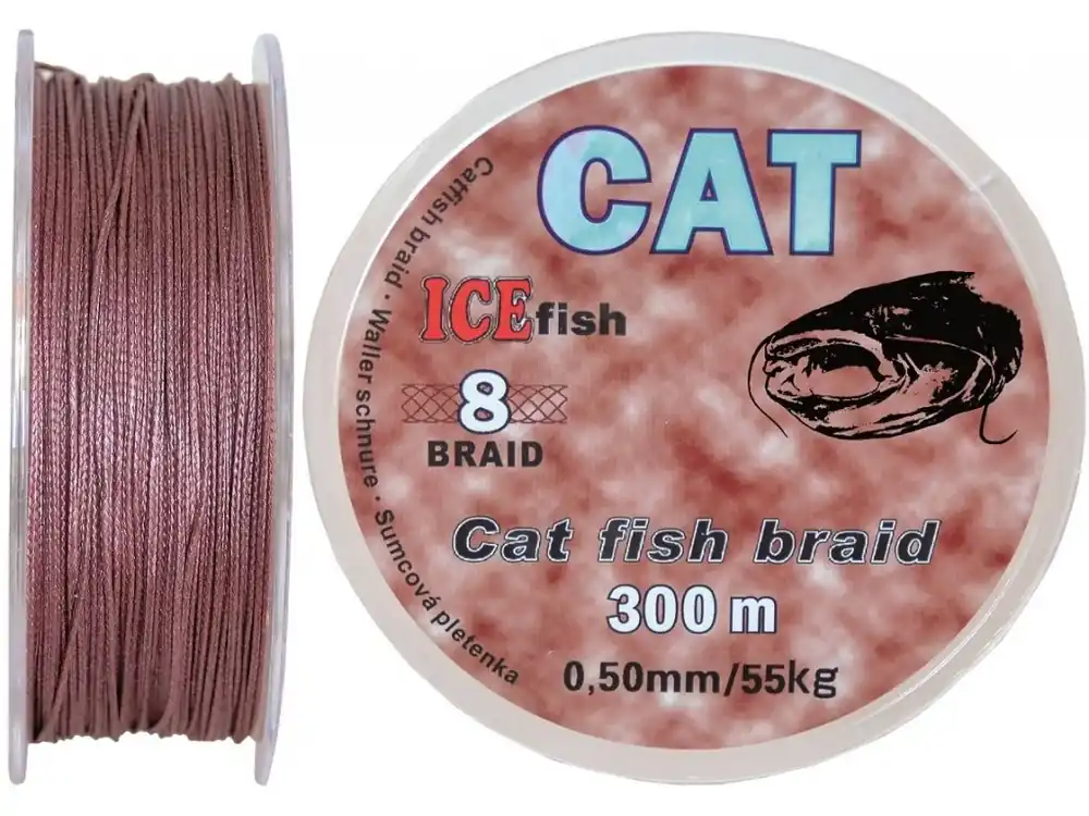 Pletená šňůra na sumce ICE Fish CAT 8 Braid - 300 m Oblíbený