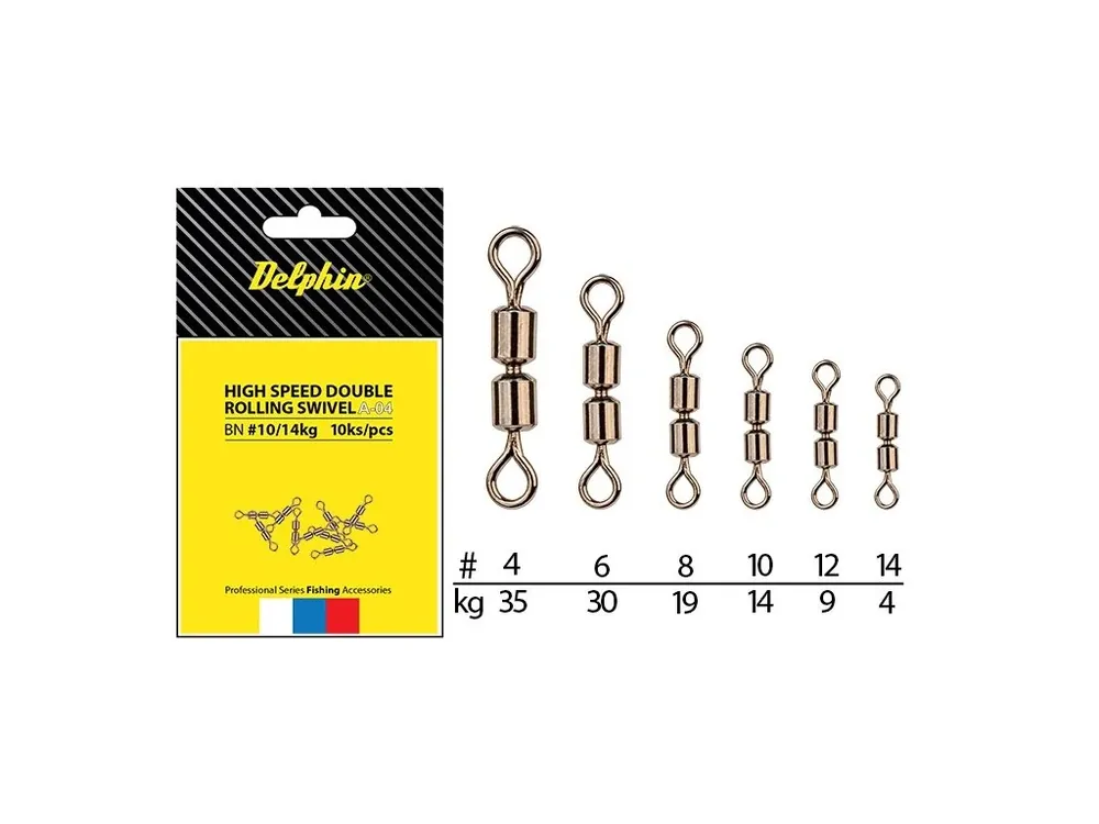 Dvojité obratlíky Delphin Hi-Speed Double Rolling Swivel A-04 - 10 ks Značkový