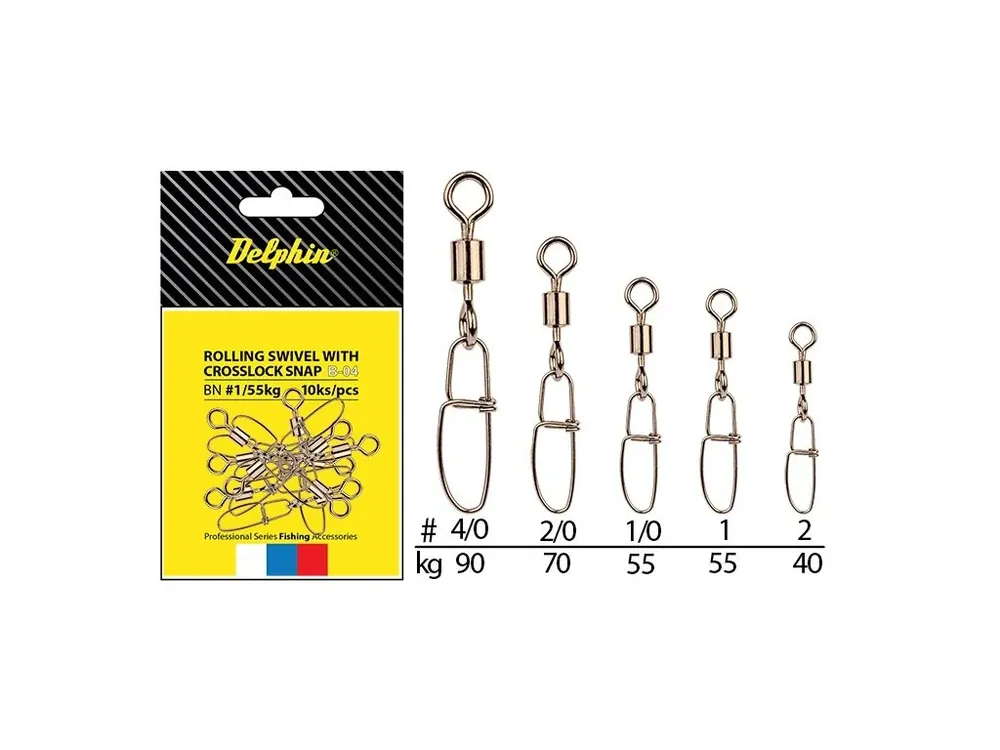 Akční Nabídka Obratlíky s karabinkou Delphin Rolling Swivel with Crosslock Snap B-04 - 10 ks