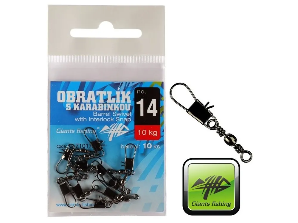 Obratlíky s karabinkou Giants Fishing Barrel Swivel with Interlock Snap - 10 ks Omezená Nabídka