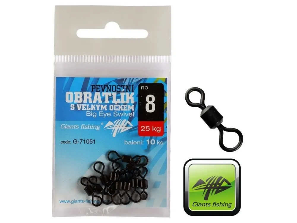 Pevnostní obratlíky s velkým očkem Giants Fishing Big Eye Swivel - 10 ks Značkový