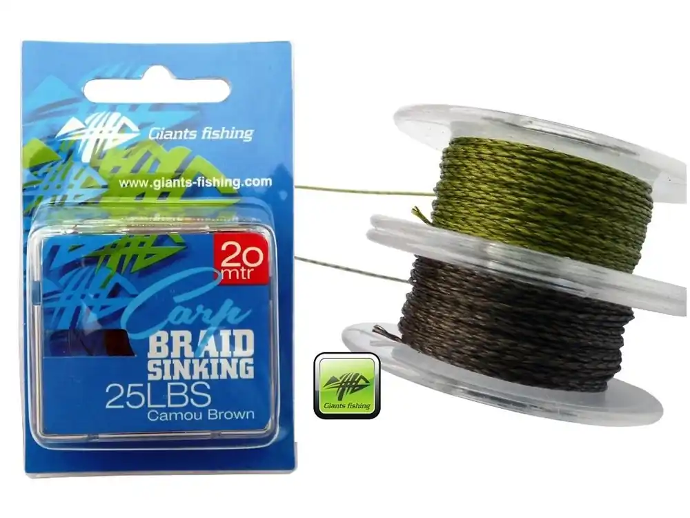 Giants Fishing návazcová šňůrka Carp Braid Sinking 20 m Camou Green Autentický