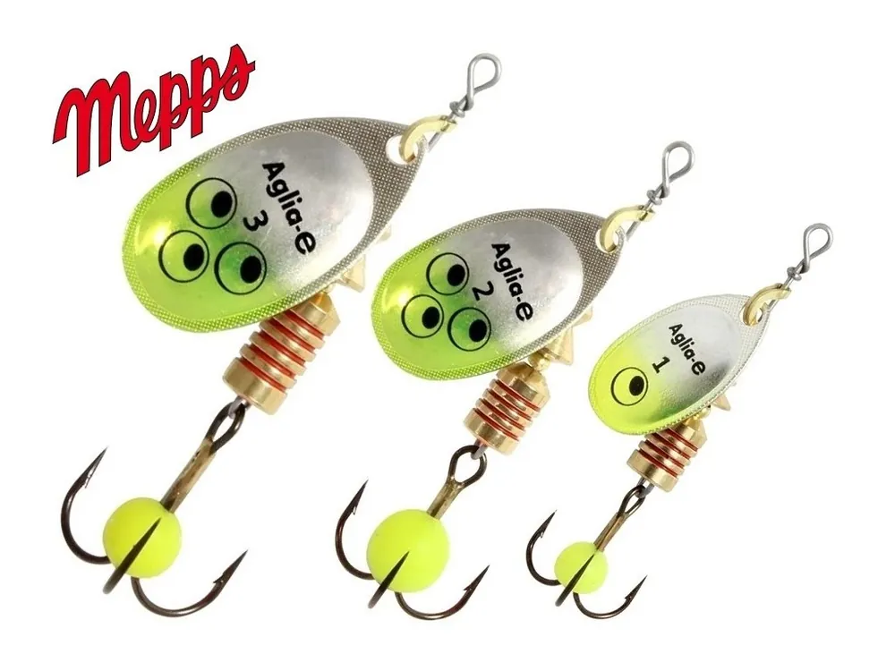 Mepps rotační třpytka Aglia - E Brite Silver Chartreuse Výprodej