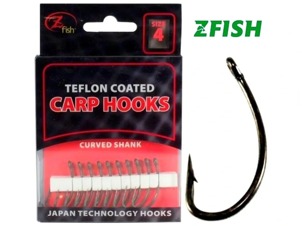 Vysoce Kvalitní Zfish teflonové háčky Curved Shank 10 ks